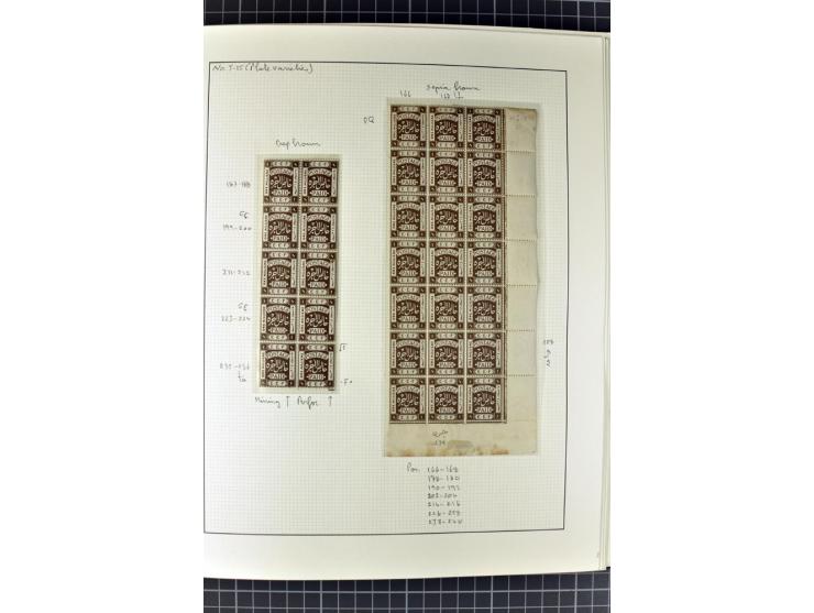 1918/27, 3bändige Spezialsammlung der Mi. 4-14,mit vielen Plattenfehlern, fehlenden Zähnungslöchern, Zwischenstegpaaren, Einh