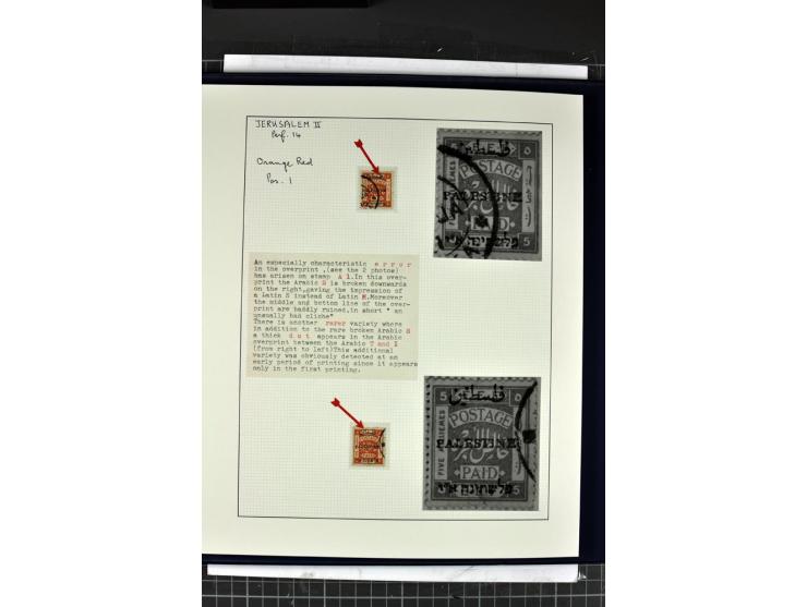 1920/21, Jerusalem II, 2bändige Sammlung Bogenrekonstruktionen, dabei  38 Werte 5 Pia. gez. 15:14, insgesamt etliche hundert 
