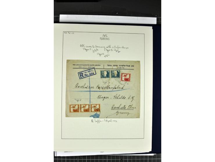 1927/42 (ca.), Firmenlochung "A.P.C.", Partie von über 200 Marken und 8 Ganzstücken, dabei verschiedene Stellungen und Besond