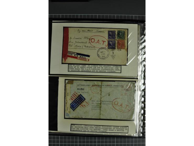 1939/48, interessante Sammlung von Luftpostbriefen von und überwiegend nach Palästina, dabei Reco und Zensur, dazu einige Bel