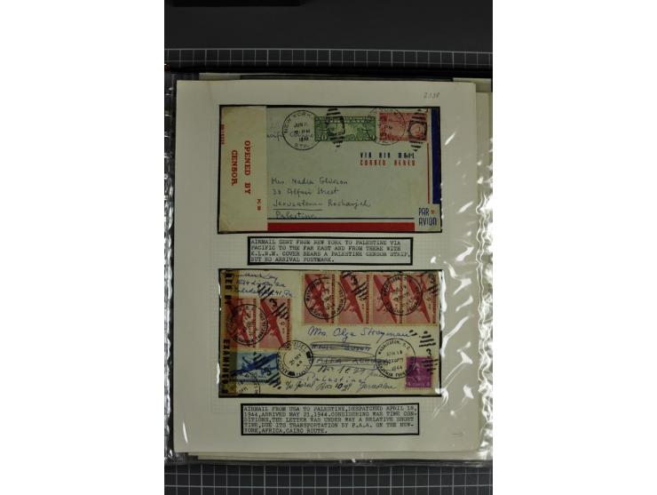 1939/48, interessante Sammlung von Luftpostbriefen von und überwiegend nach Palästina, dabei Reco und Zensur, dazu einige Bel