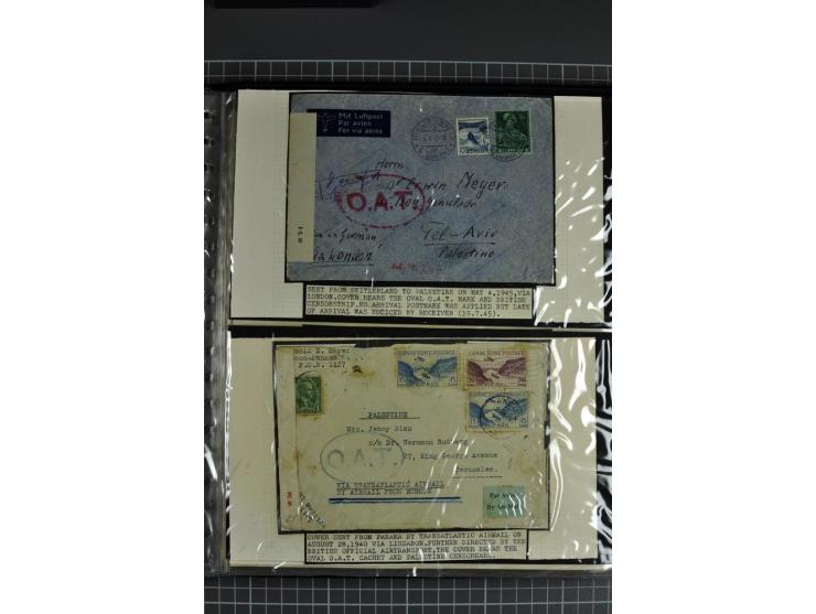 1939/48, interessante Sammlung von Luftpostbriefen von und überwiegend nach Palästina, dabei Reco und Zensur, dazu einige Bel