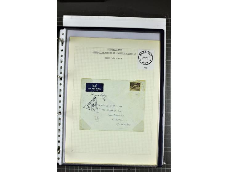FELDPOST: 1918/47 (ca.), aufgezogene Sammlung mit Belegen der  britischen- (58), australischen- (12) und polnischen (1) Trupp