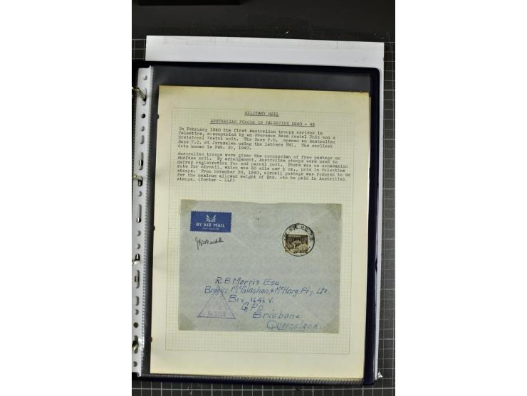 FELDPOST: 1918/47 (ca.), aufgezogene Sammlung mit Belegen der  britischen- (58), australischen- (12) und polnischen (1) Trupp