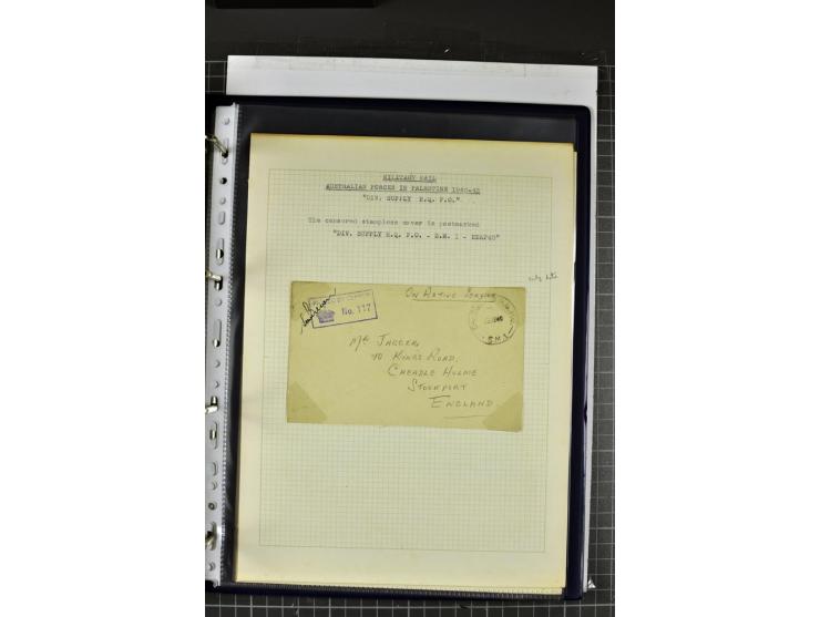 FELDPOST: 1918/47 (ca.), aufgezogene Sammlung mit Belegen der  britischen- (58), australischen- (12) und polnischen (1) Trupp