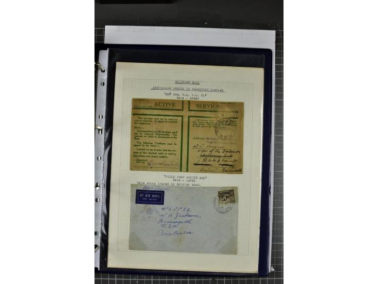 FELDPOST: 1918/47 (ca.), aufgezogene Sammlung mit Belegen der  britischen- (58), australischen- (12) und polnischen (1) Trupp
