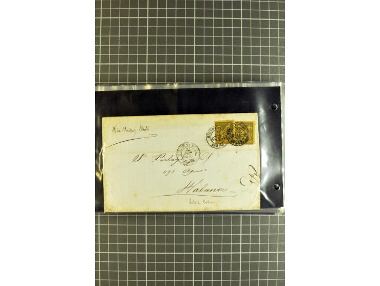 1848/1931, rund 90 Briefe bzw. Vorderseiten, praktisch nur gutes Material mit u.a. USA Nr. 1 im Paar auf Brief, Mischfrankatu