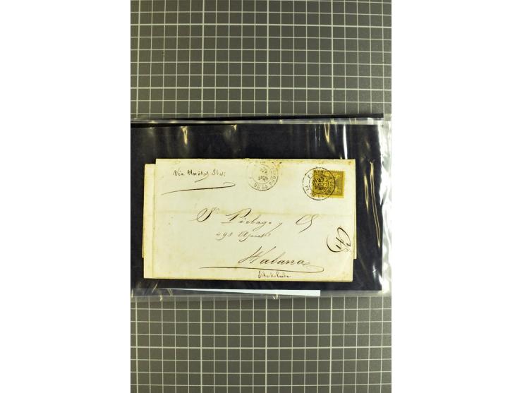 1848/1931, rund 90 Briefe bzw. Vorderseiten, praktisch nur gutes Material mit u.a. USA Nr. 1 im Paar auf Brief, Mischfrankatu