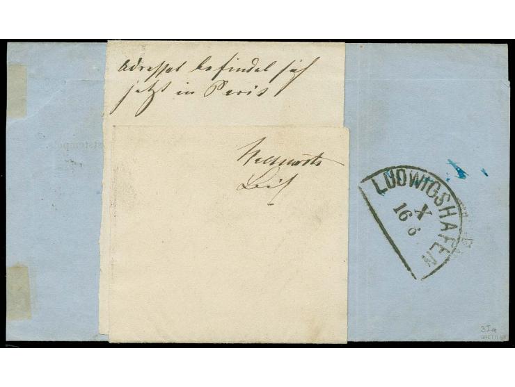  1 Kreuzer rosa, voll- bis meist breitrandig und farbfrisch mit sauber aufgesetztem Halbkreisstempel "LUDWIGSHAFEN 13/6" auf 