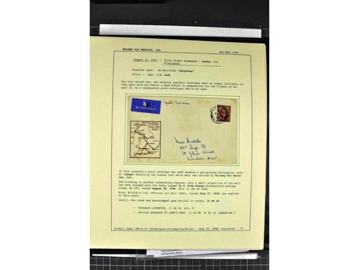 1933/39, Luftpost der britischen Inseln, hochinteressante Sammlung von 45 Briefen, alles sauber und ausführlich auf Vordruckb