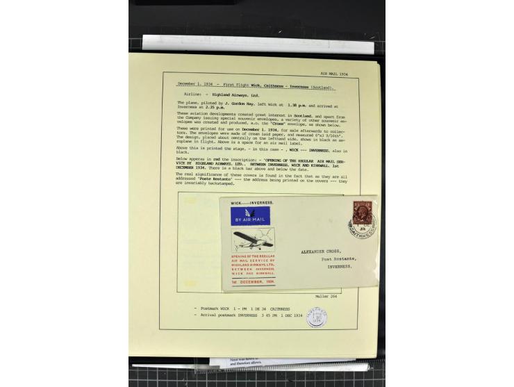 1933/39, Luftpost der britischen Inseln, hochinteressante Sammlung von 45 Briefen, alles sauber und ausführlich auf Vordruckb