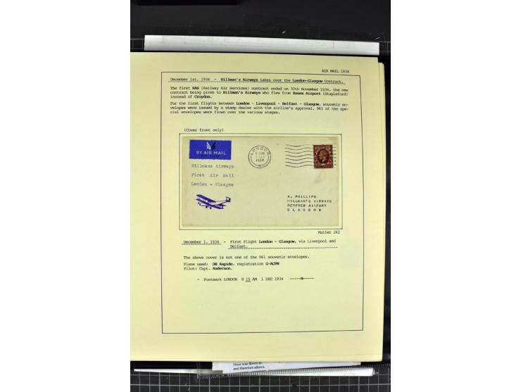 1933/39, Luftpost der britischen Inseln, hochinteressante Sammlung von 45 Briefen, alles sauber und ausführlich auf Vordruckb