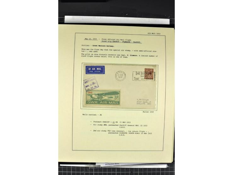 1933/39, Luftpost der britischen Inseln, hochinteressante Sammlung von 45 Briefen, alles sauber und ausführlich auf Vordruckb