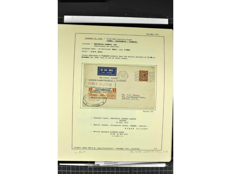 1933/39, Luftpost der britischen Inseln, hochinteressante Sammlung von 45 Briefen, alles sauber und ausführlich auf Vordruckb