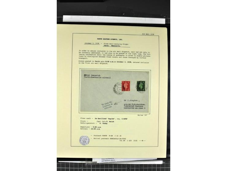 1933/39, Luftpost der britischen Inseln, hochinteressante Sammlung von 45 Briefen, alles sauber und ausführlich auf Vordruckb