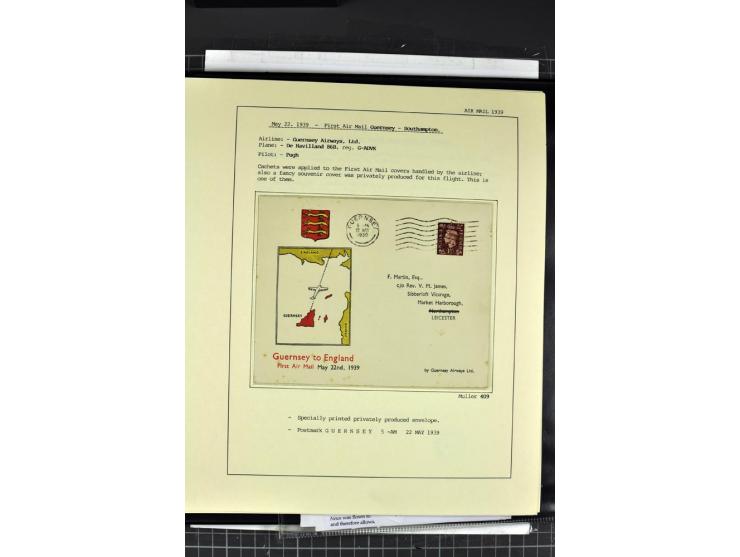 1933/39, Luftpost der britischen Inseln, hochinteressante Sammlung von 45 Briefen, alles sauber und ausführlich auf Vordruckb