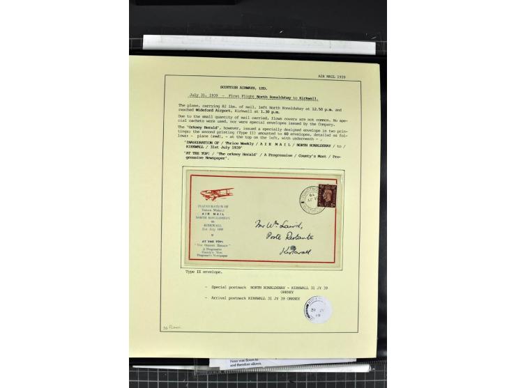 1933/39, Luftpost der britischen Inseln, hochinteressante Sammlung von 45 Briefen, alles sauber und ausführlich auf Vordruckb