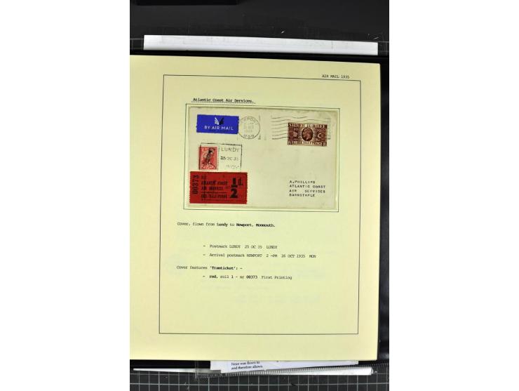 1933/39, Luftpost der britischen Inseln, hochinteressante Sammlung von 45 Briefen, alles sauber und ausführlich auf Vordruckb