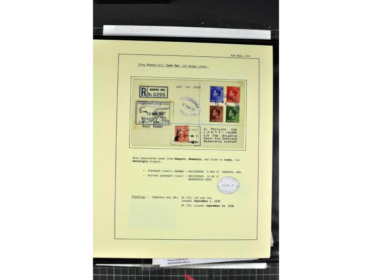 1933/39, Luftpost der britischen Inseln, hochinteressante Sammlung von 45 Briefen, alles sauber und ausführlich auf Vordruckb