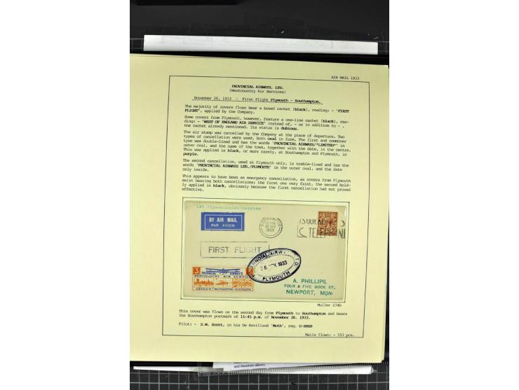 1933/39, Luftpost der britischen Inseln, hochinteressante Sammlung von 45 Briefen, alles sauber und ausführlich auf Vordruckb