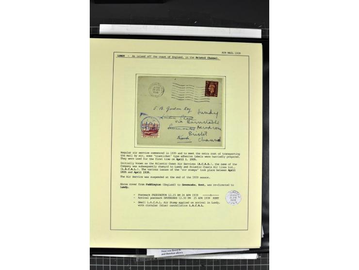 1933/39, Luftpost der britischen Inseln, hochinteressante Sammlung von 45 Briefen, alles sauber und ausführlich auf Vordruckb