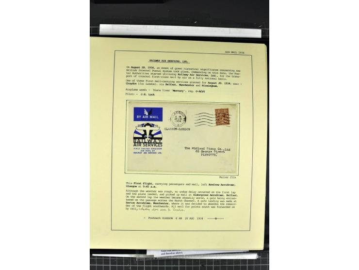 1933/39, Luftpost der britischen Inseln, hochinteressante Sammlung von 45 Briefen, alles sauber und ausführlich auf Vordruckb