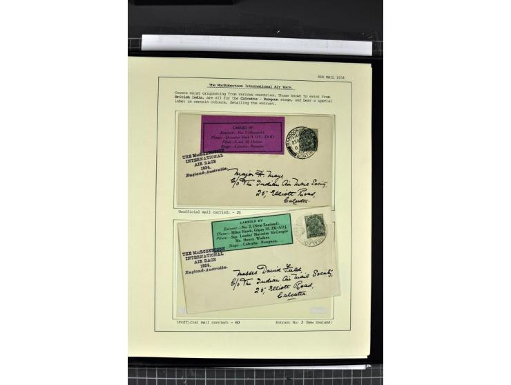 1934, MacRobertson Air Race England-Australia, interessante Sammlung von 13 Briefen, beginnend mit einer Broschüre von Major 