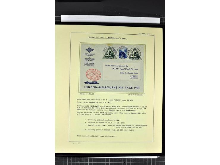1934, MacRobertson Air Race England-Australia, interessante Sammlung von 13 Briefen, beginnend mit einer Broschüre von Major 