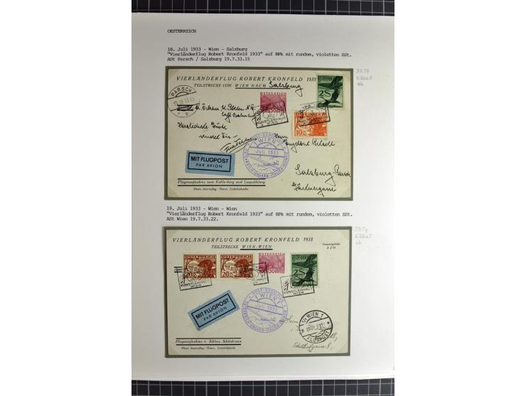 ÖSTERREICH : 1923/36, umfangreiche Sammlung mit über 100 Karten und Briefen, dabei viele verschiedene Flüge mit besseren, Pri