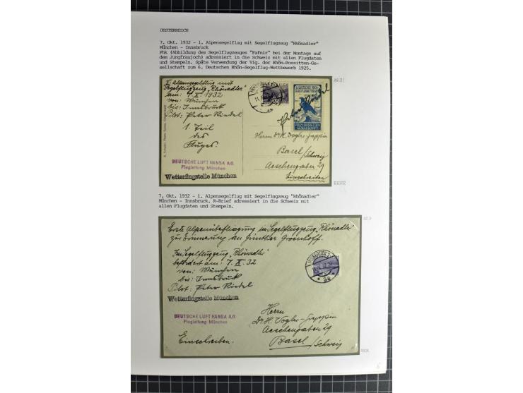 ÖSTERREICH : 1923/36, umfangreiche Sammlung mit über 100 Karten und Briefen, dabei viele verschiedene Flüge mit besseren, Pri