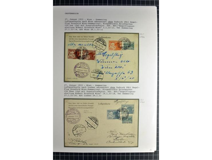 ÖSTERREICH : 1923/36, umfangreiche Sammlung mit über 100 Karten und Briefen, dabei viele verschiedene Flüge mit besseren, Pri