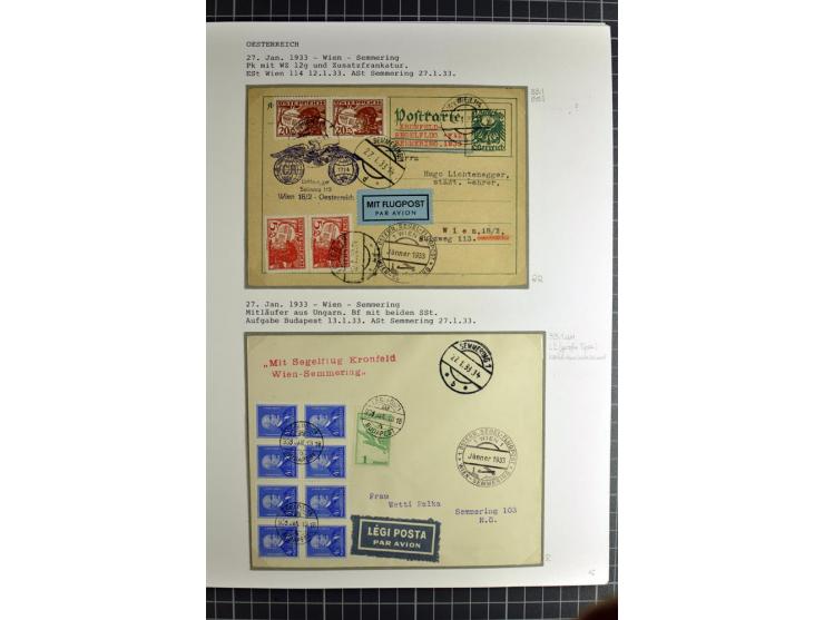 ÖSTERREICH : 1923/36, umfangreiche Sammlung mit über 100 Karten und Briefen, dabei viele verschiedene Flüge mit besseren, Pri