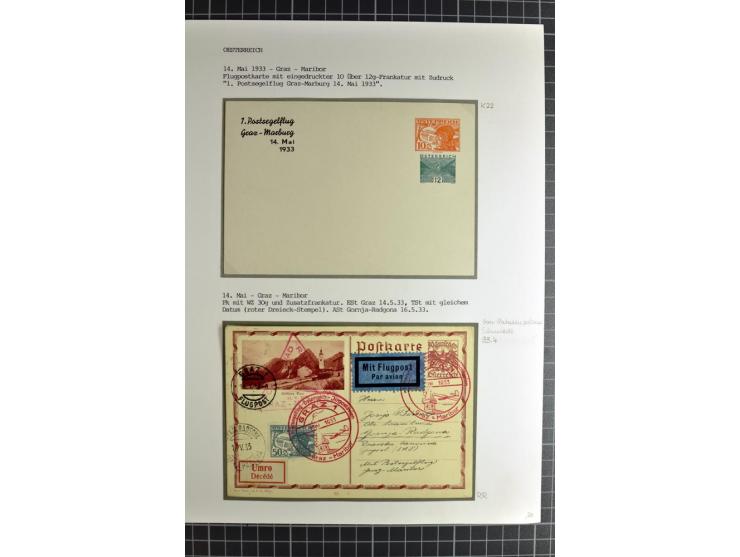 ÖSTERREICH : 1923/36, umfangreiche Sammlung mit über 100 Karten und Briefen, dabei viele verschiedene Flüge mit besseren, Pri