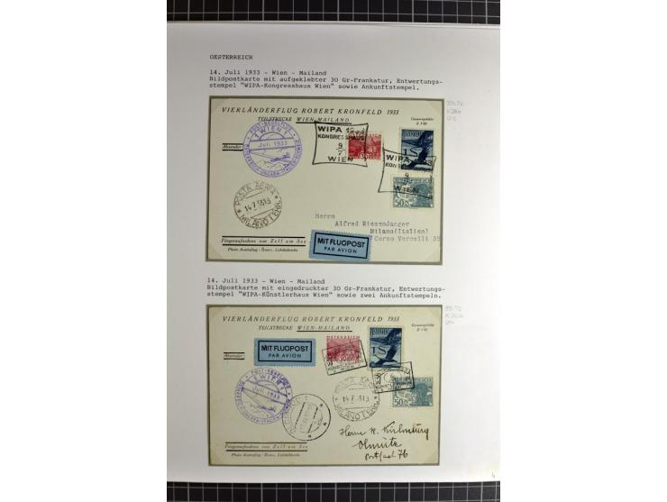 ÖSTERREICH : 1923/36, umfangreiche Sammlung mit über 100 Karten und Briefen, dabei viele verschiedene Flüge mit besseren, Pri