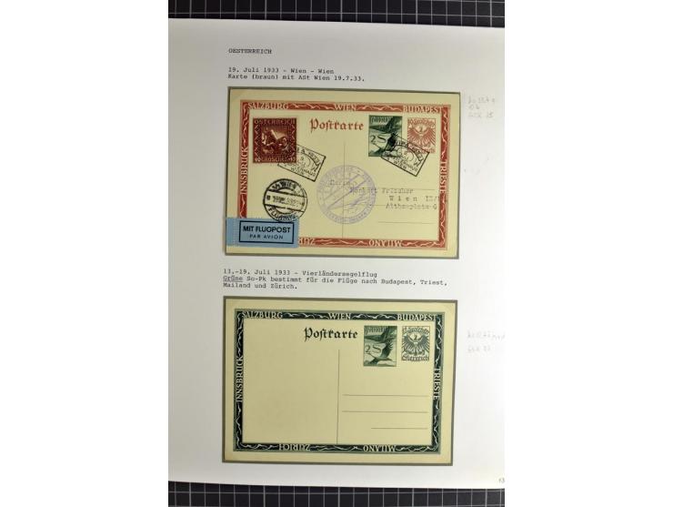 ÖSTERREICH : 1923/36, umfangreiche Sammlung mit über 100 Karten und Briefen, dabei viele verschiedene Flüge mit besseren, Pri