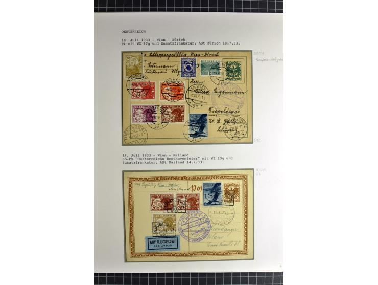 ÖSTERREICH : 1923/36, umfangreiche Sammlung mit über 100 Karten und Briefen, dabei viele verschiedene Flüge mit besseren, Pri