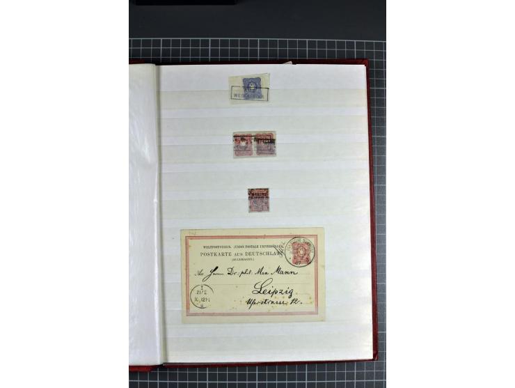1887/1911, kleine Sammlung von 20 Briefen/Karten und 8 Briefstücken sowie 2 Einzelwerten, teils minimal fleckig, sonst gute E