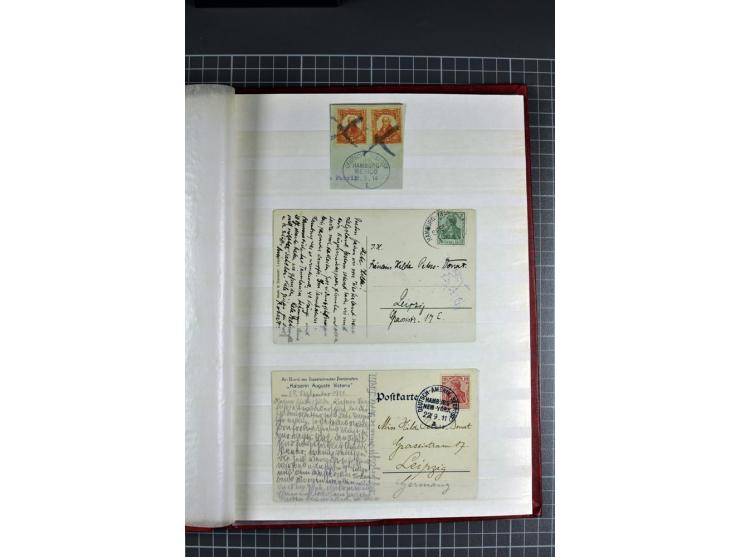 1887/1911, kleine Sammlung von 20 Briefen/Karten und 8 Briefstücken sowie 2 Einzelwerten, teils minimal fleckig, sonst gute E