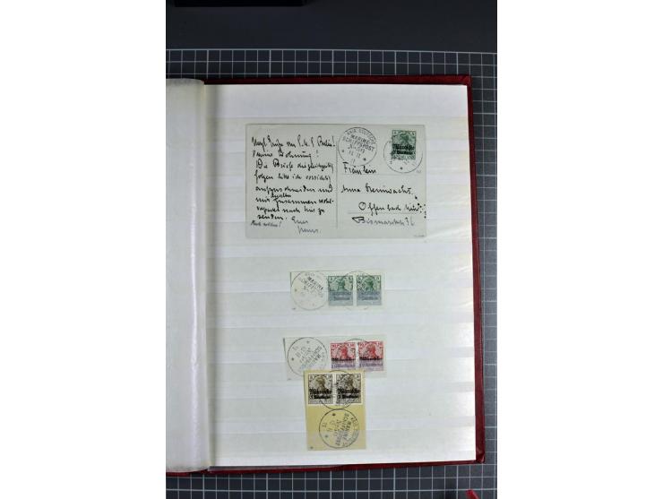 1887/1911, kleine Sammlung von 20 Briefen/Karten und 8 Briefstücken sowie 2 Einzelwerten, teils minimal fleckig, sonst gute E
