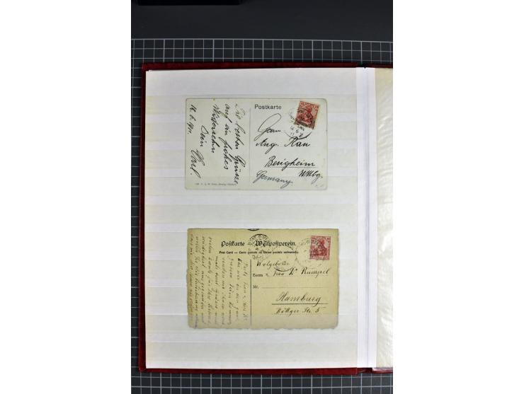 1887/1911, kleine Sammlung von 20 Briefen/Karten und 8 Briefstücken sowie 2 Einzelwerten, teils minimal fleckig, sonst gute E