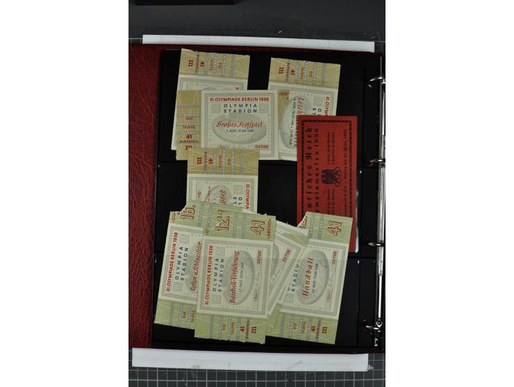 OLYMPIADE: 1936, Partie mit Briefen, dabei Zeppelinbriefe, Marken aus Blöcken, Eintrittskarten etc.
