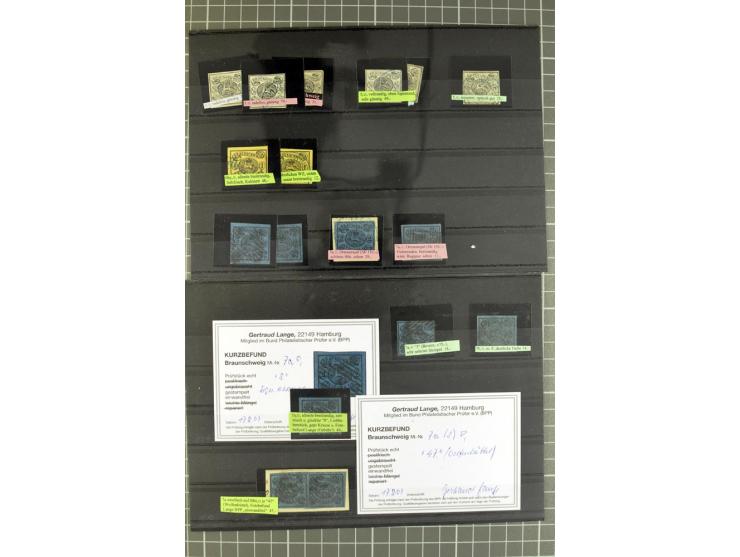 Braunschweig bis Schleswig Holstein, Händlerposten mit meist gestempelten Marken auf Steckkarten mit viel mittlerem Material,