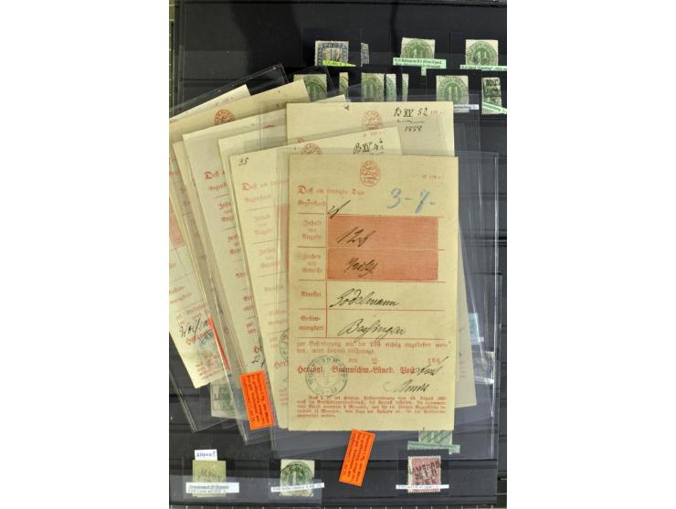 Braunschweig bis Schleswig Holstein, Händlerposten mit meist gestempelten Marken auf Steckkarten mit viel mittlerem Material,
