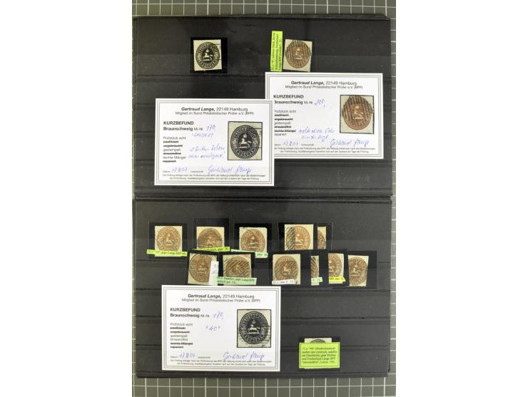Braunschweig bis Schleswig Holstein, Händlerposten mit meist gestempelten Marken auf Steckkarten mit viel mittlerem Material,