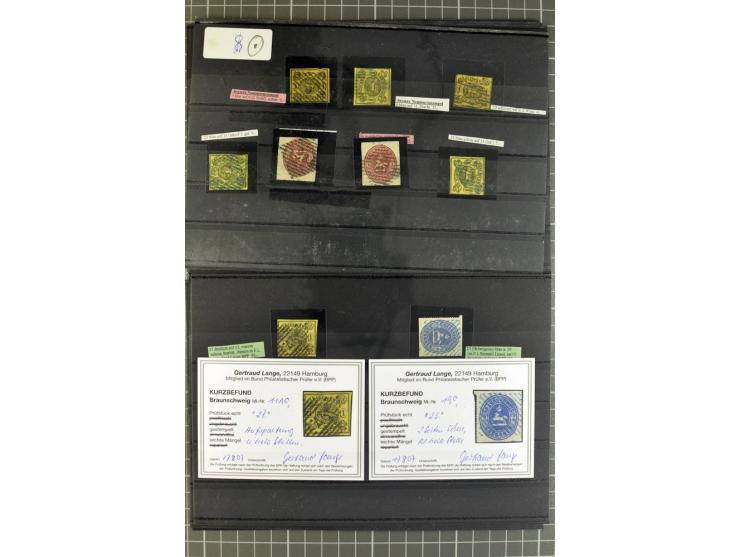 Braunschweig bis Schleswig Holstein, Händlerposten mit meist gestempelten Marken auf Steckkarten mit viel mittlerem Material,