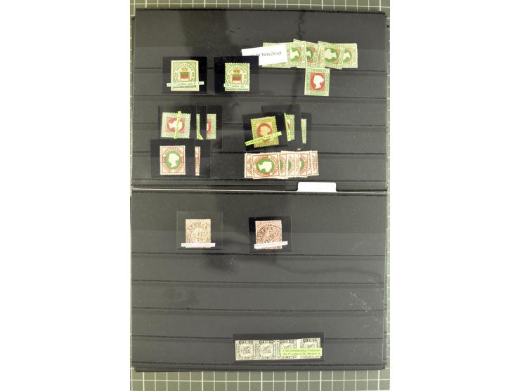 Braunschweig bis Schleswig Holstein, Händlerposten mit meist gestempelten Marken auf Steckkarten mit viel mittlerem Material,