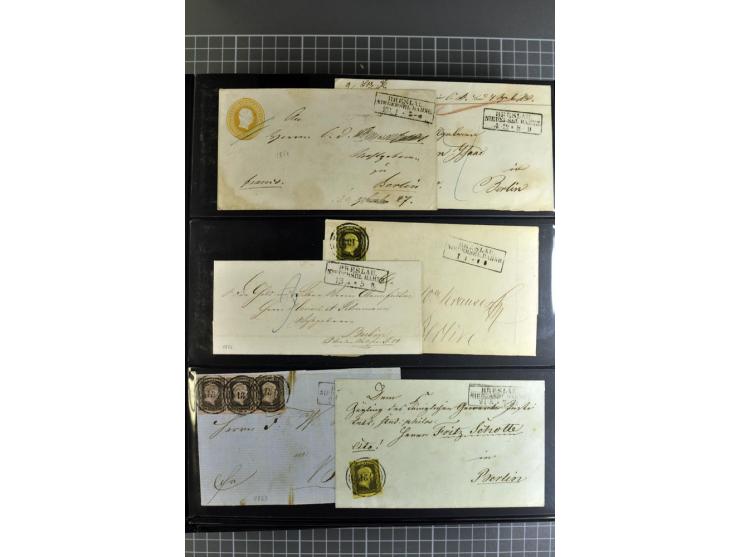 1850/70, Heimat-Sammlung"BRESLAU" auf Preußen und NDP mit über 300 Briefen und Ganzsachenumschlägen, dabei Ganzsachen mit Zuf