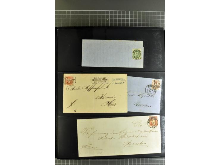 1850/70, Heimat-Sammlung"BRESLAU" auf Preußen und NDP mit über 300 Briefen und Ganzsachenumschlägen, dabei Ganzsachen mit Zuf