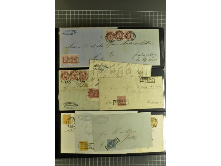 1850/70, Heimat-Sammlung"BRESLAU" auf Preußen und NDP mit über 300 Briefen und Ganzsachenumschlägen, dabei Ganzsachen mit Zuf