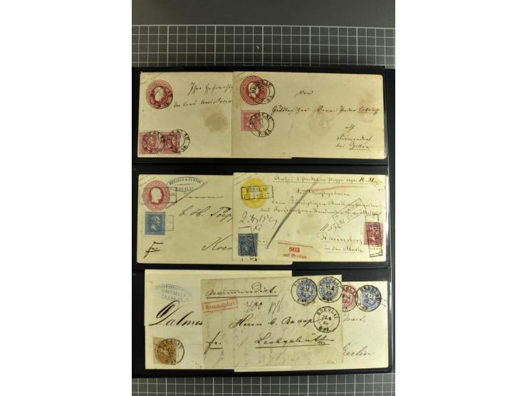 1850/70, Heimat-Sammlung"BRESLAU" auf Preußen und NDP mit über 300 Briefen und Ganzsachenumschlägen, dabei Ganzsachen mit Zuf